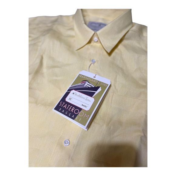 Madeleine Finn Maru Stateroom Baggage Men’s ‎ Large Yellow Button Up Cotton - Picture 5 of 12